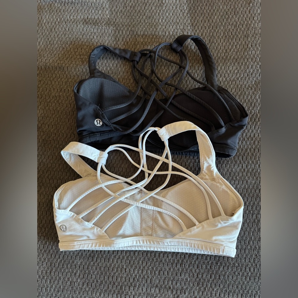 Women's Lululemon Strappy Sports Bra Set - Black and White